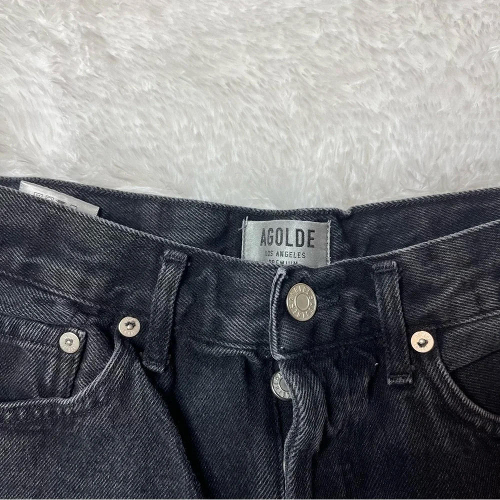 Agolde Parker Black Button Fly Jean Shorts 25